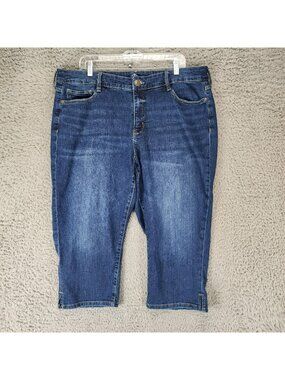 St. John's Bay Jeans Womens 20 Plus Blue Stretch Denim Capri